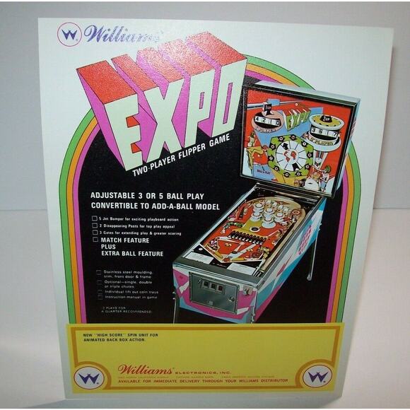 Expo Pinball FLYER Original 1969 Game Mod Groovy Pop Retro Vintage Art - Picture 4 of 4
